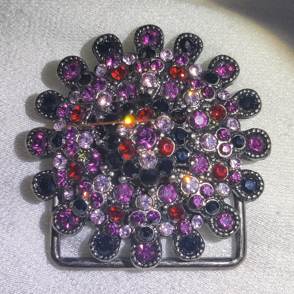 LOFT Vibrant Jeweled Red Purple And Black Belt Buckle
